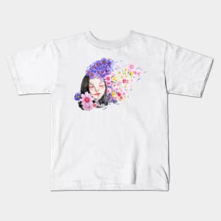 Women Flower Kids T-Shirt